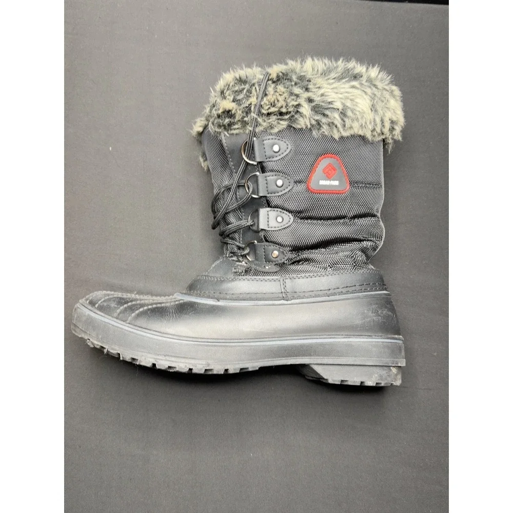 Dream Pairs DP-CANADA Womens Snow Boots Size 11 Black Faux Fur Lace Zip Winter